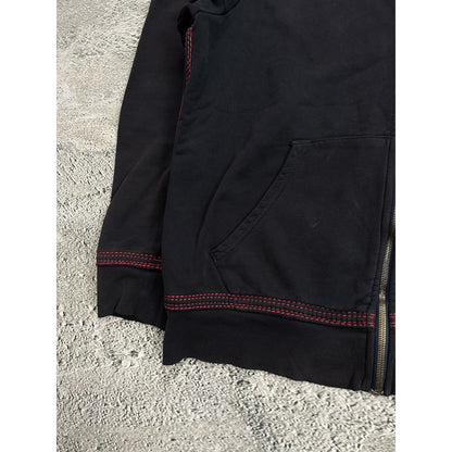 True Religion zip hoodie vintage black red thick stitching
