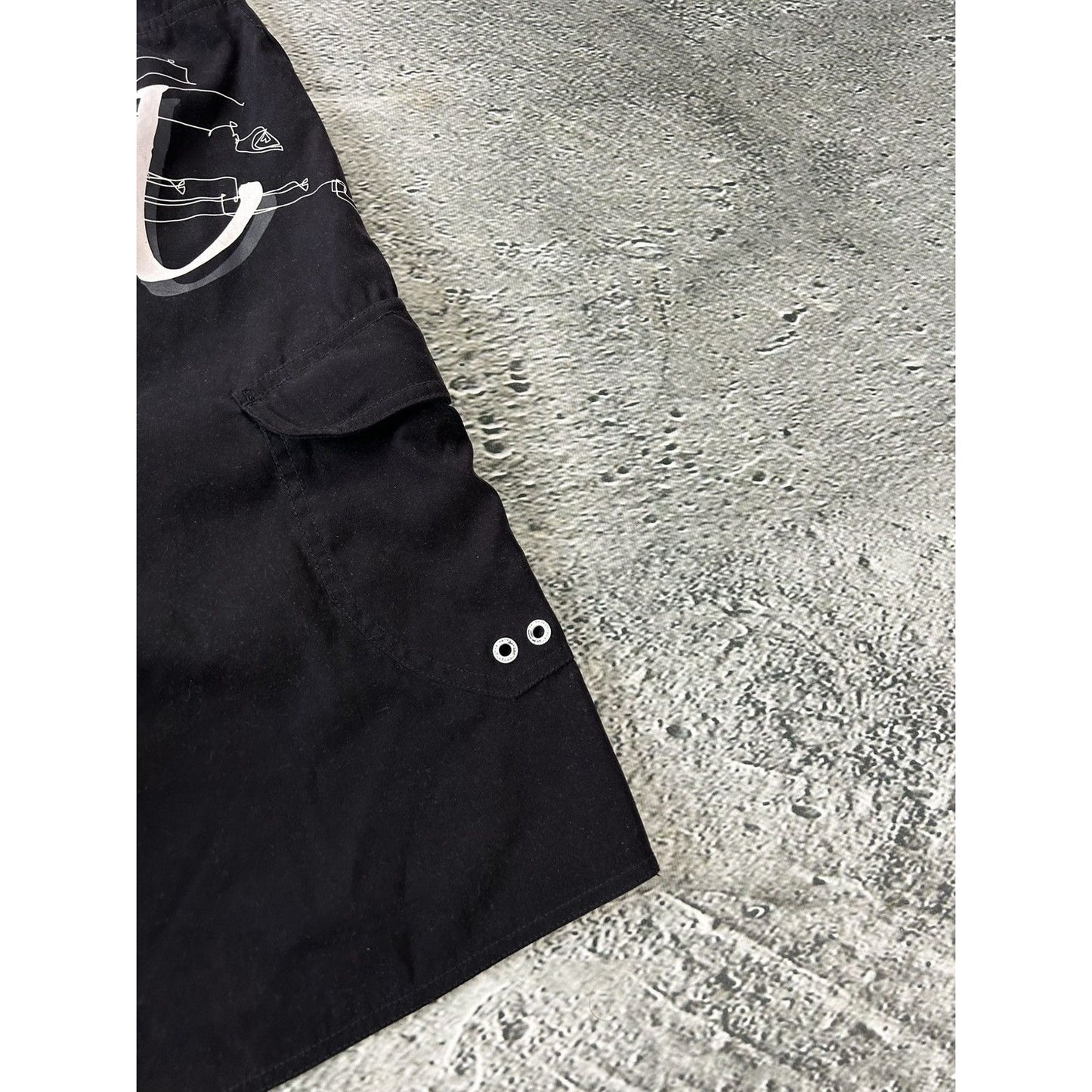 Quiksilver shorts black Y2K vintage fullprint graffiti surf