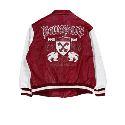 Pelle Pelle leather jacket red white studded big logo swag