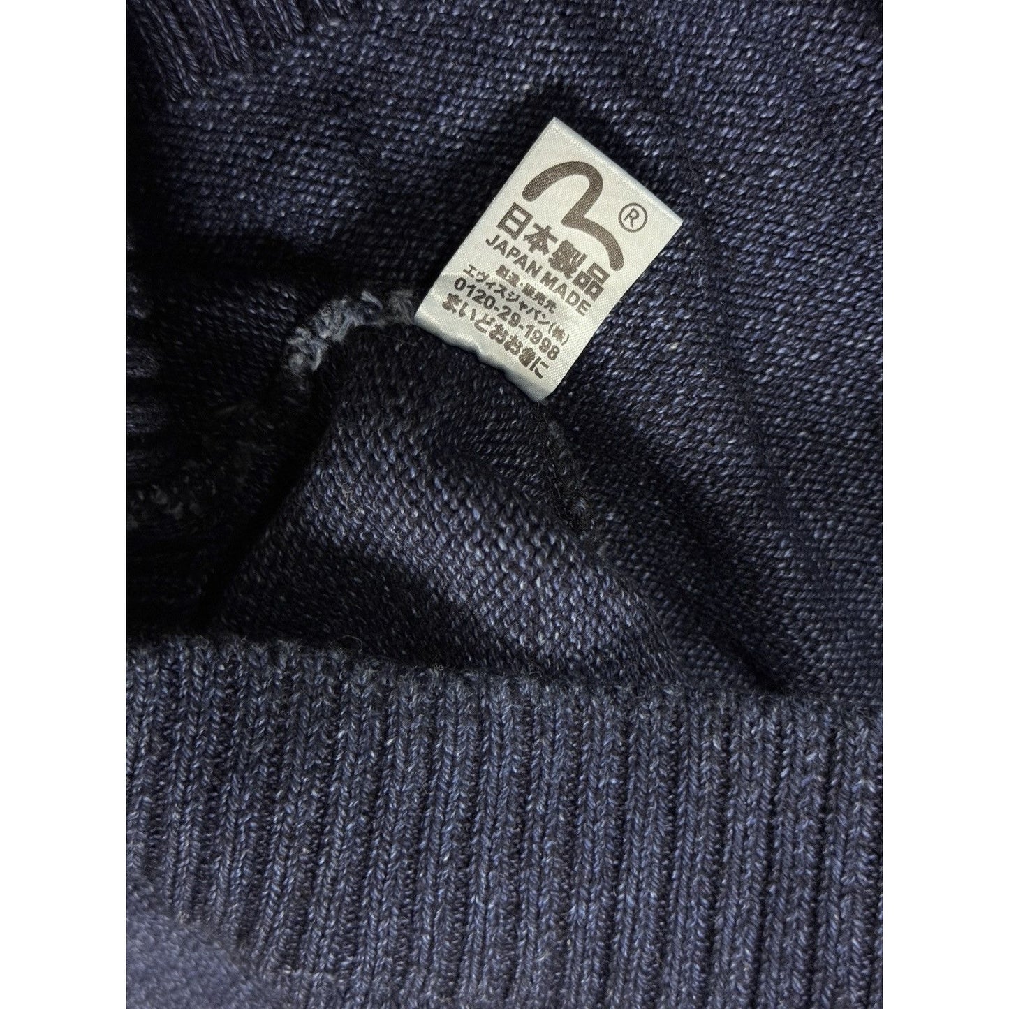 Evisu sweater navy big logo spell out knit made in Japan