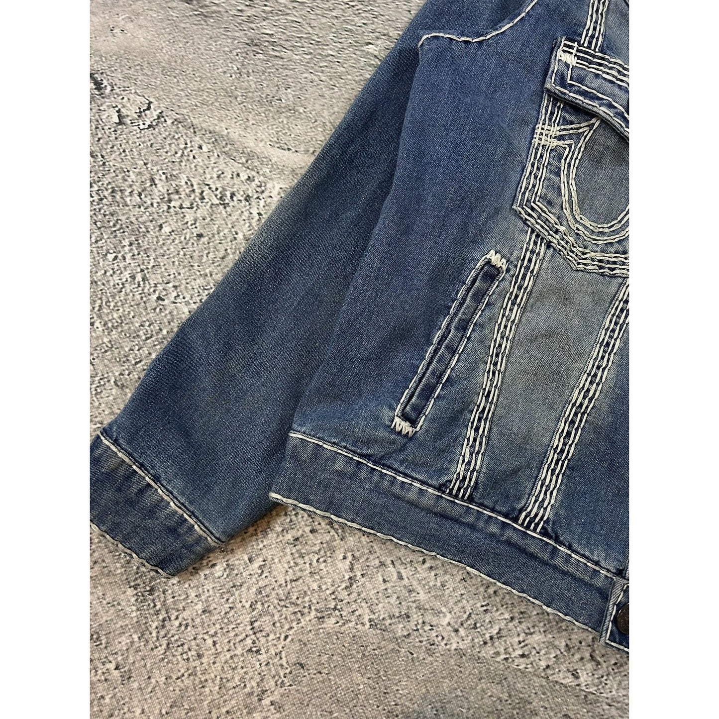 True Religion denim jacket trucker washed White stitching