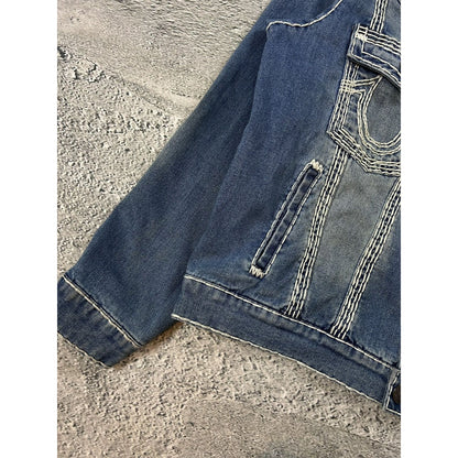 True Religion denim jacket trucker washed White stitching