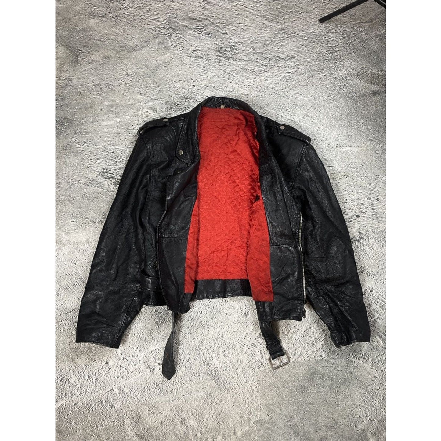 leather jacket vintage black racing ramones Y2K swag