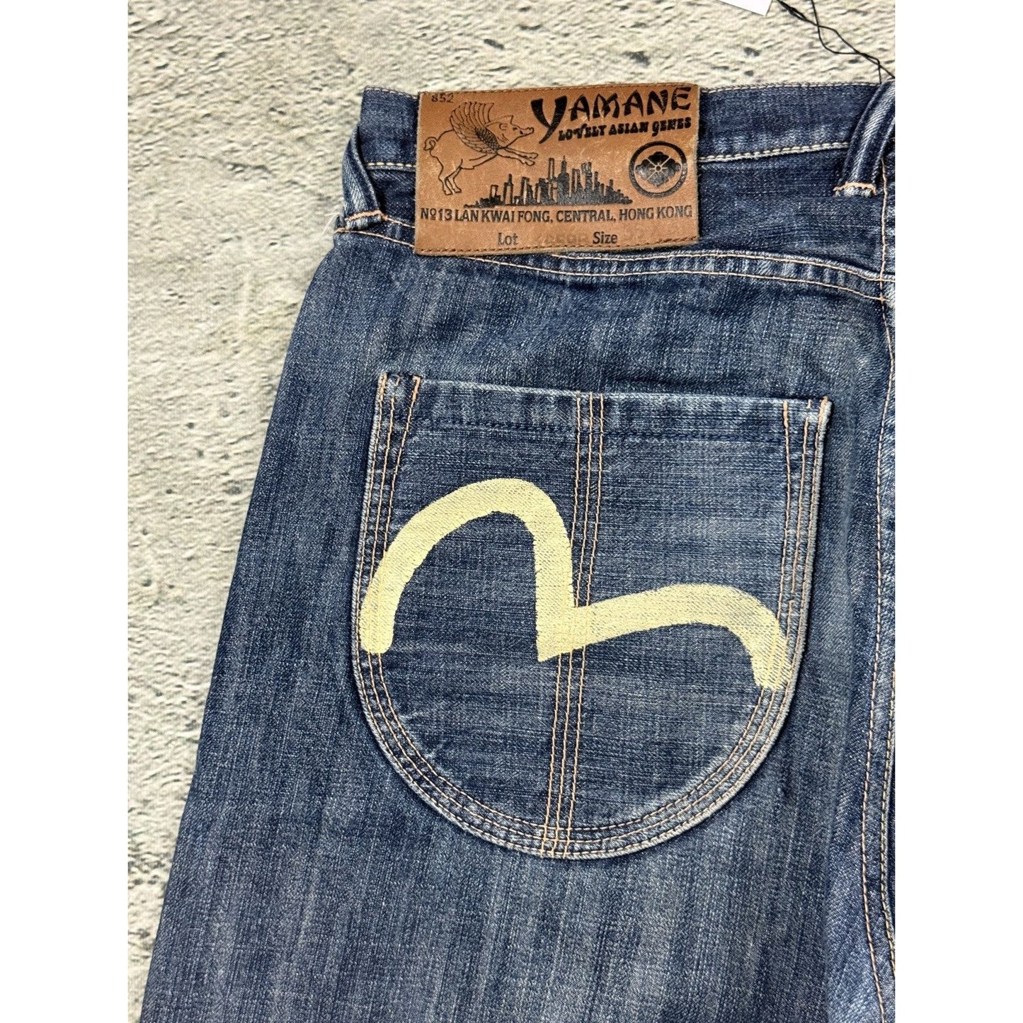 Evisu Yamane jeans vintage design selvedge embroidery cat