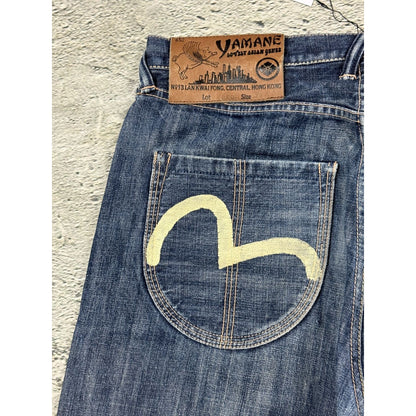 Evisu Yamane jeans vintage design selvedge embroidery cat