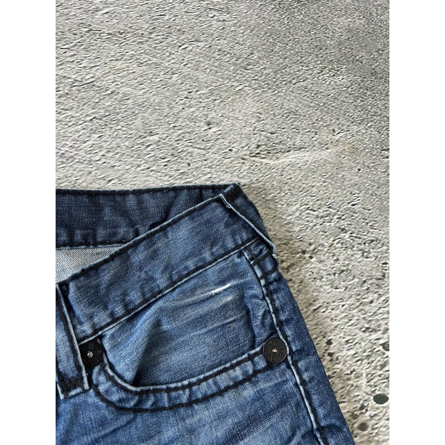 True Religion blue jeans black thick stitching Y2K Bobby