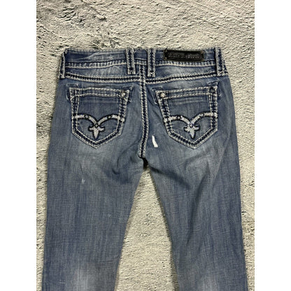 Rock Revival rhinestone glitter jeans Y2K flared denisa