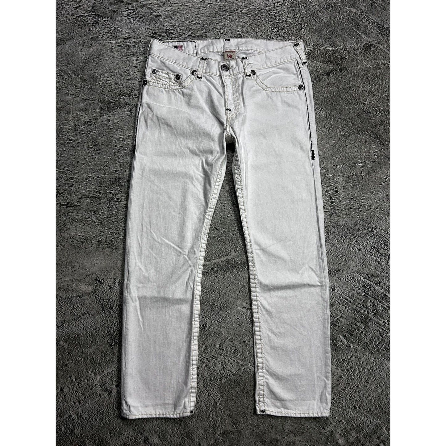 True Religion vintage white jeans Geno contrast stitching