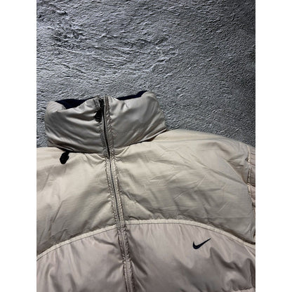 Nike puffer jacket vintage beige small logo 2000s