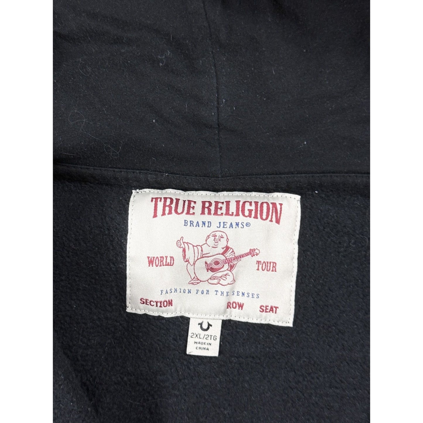 True Religion zip hoodie vintage Black White stitching