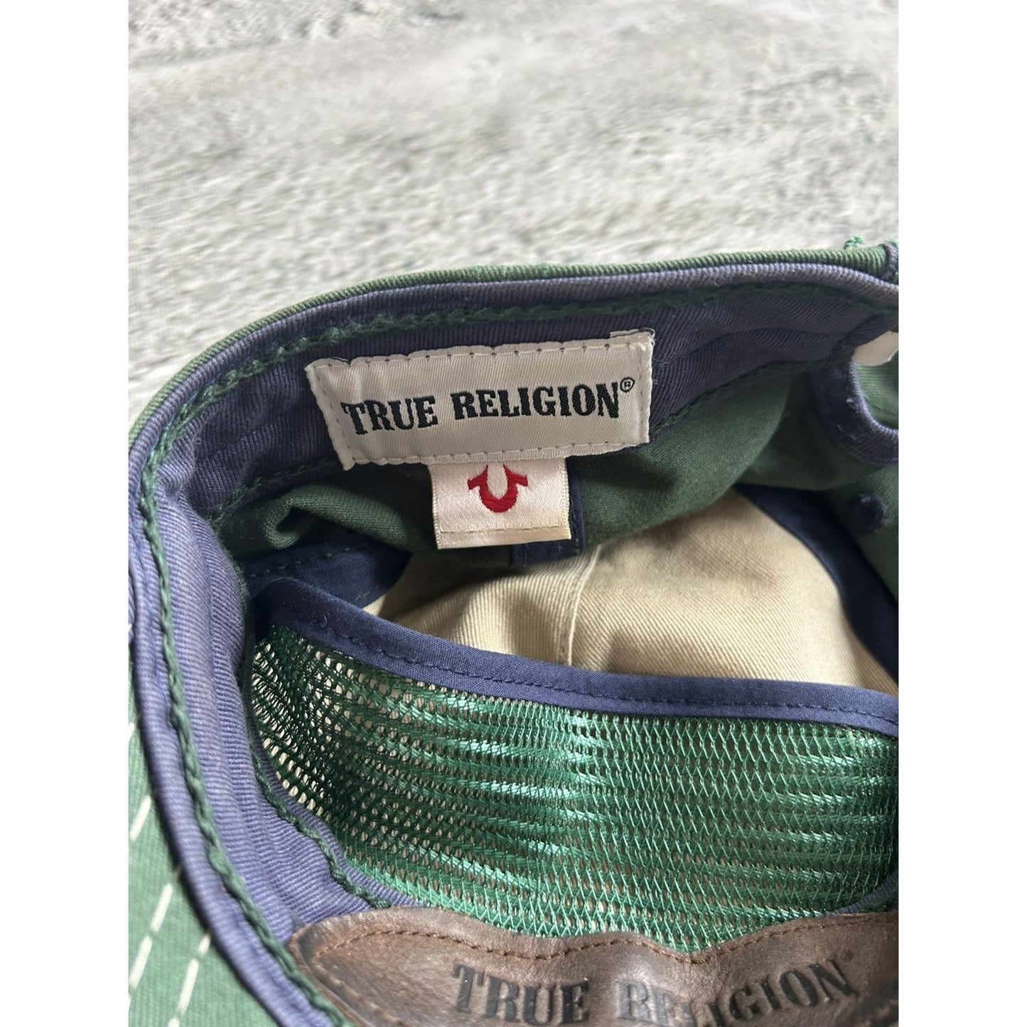True Religion cap vintage Y2K green white thick stitching