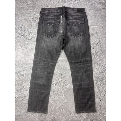 True Religion black dark grey jeans geno reflective