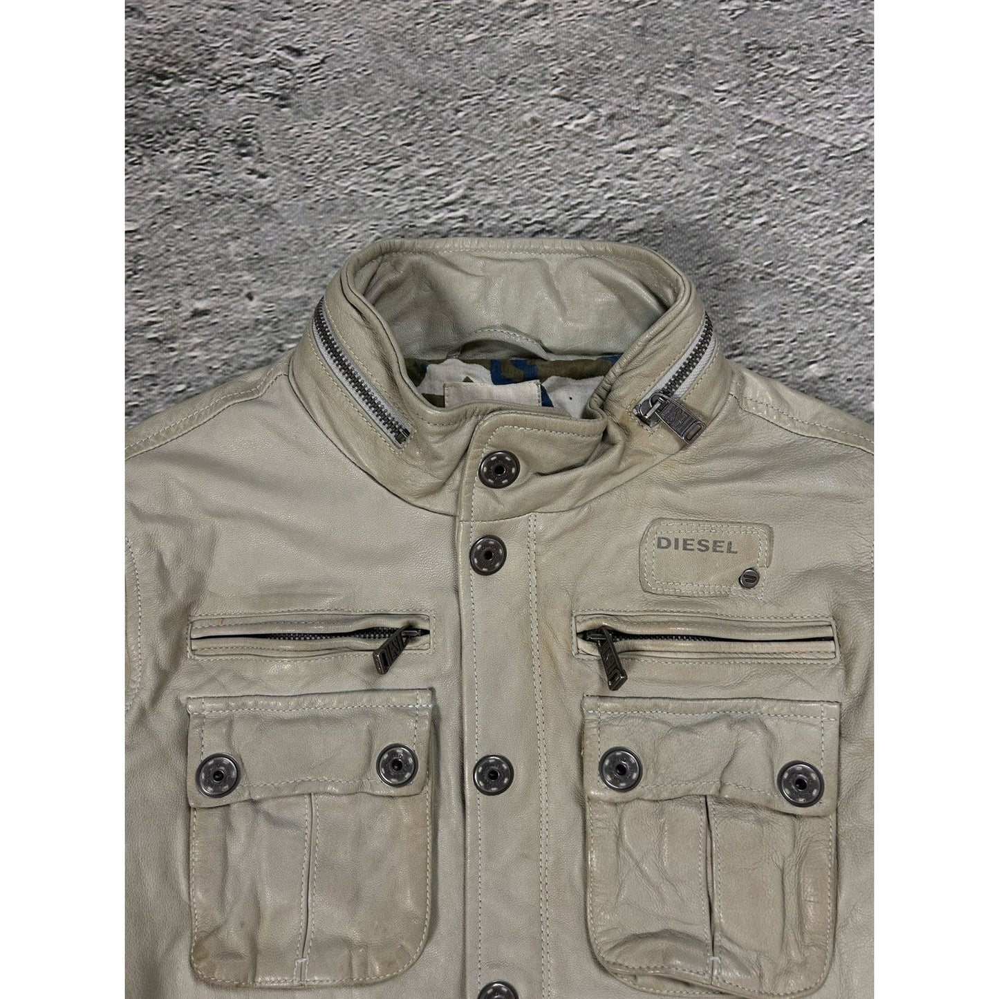 Diesel leather jacket beige vintage avant garde
