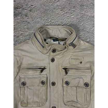 Diesel leather jacket beige vintage avant garde