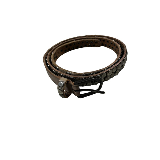 Vintage studded leather belt thin black silver Y2K swag