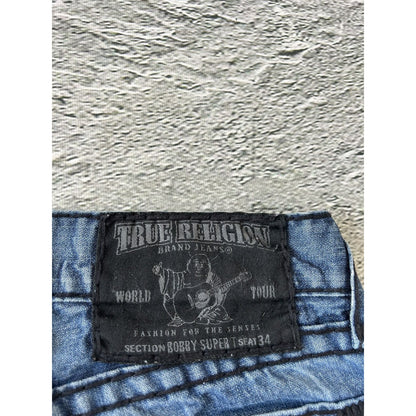 True Religion blue jeans black thick stitching Y2K Bobby