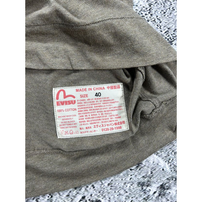 Evisu T-shirt big logo seagull brown Y2K