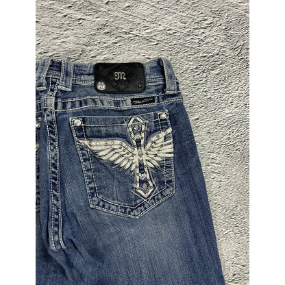 Miss Me flared bootcut white stitching denim vintage y2k