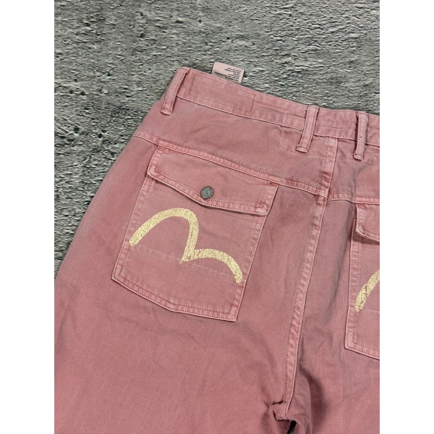 Evisu jorts pink Y2K shorts denim white seagulls cargo