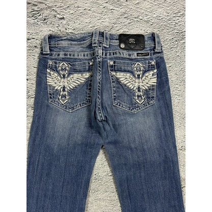 Miss Me flared bootcut white stitching denim vintage y2k