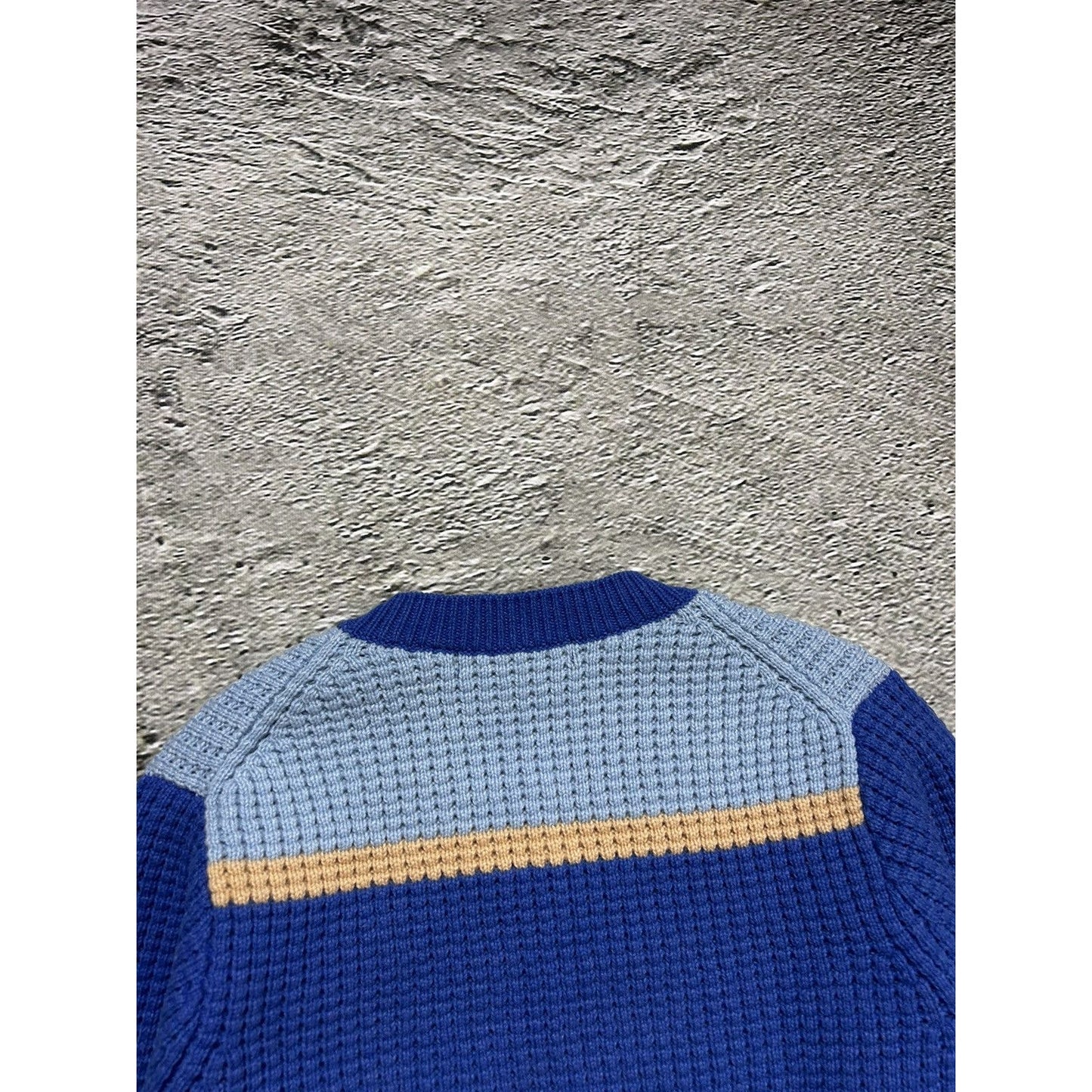 Marni Uniqlo Popcorn Knit V-neck Sweater blue