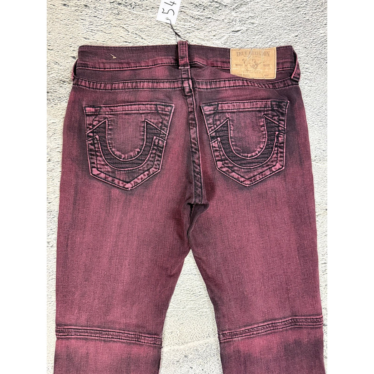 True Religion jeans biker burgundy red Moto washed Y2K slim skinny