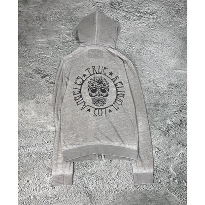 True Religion zip hoodie big logo vintage skulls Y2K