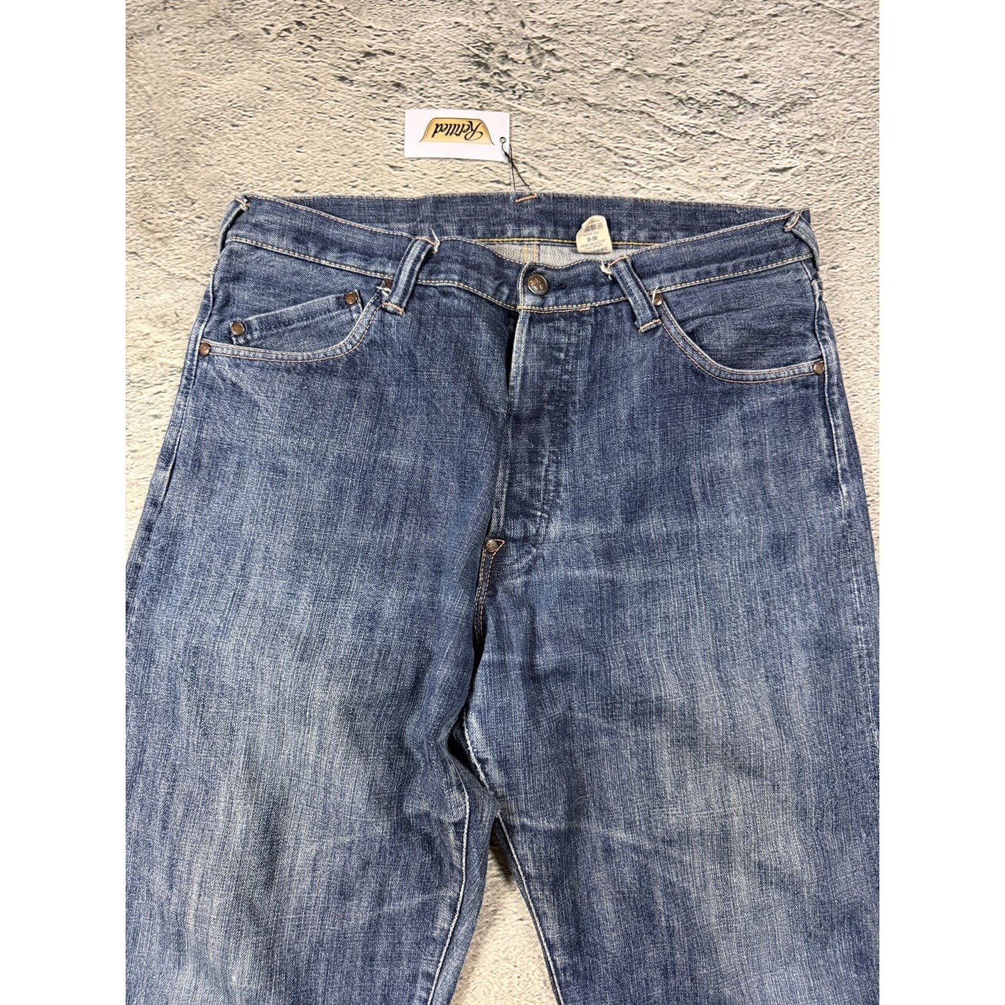 Evisu Yamane jeans vintage design selvedge embroidery cat