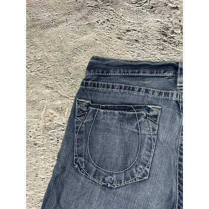 True Religion blue jeans thick stitching straight Y2K