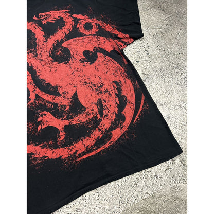 Vintage T-shirt dragon three head red black