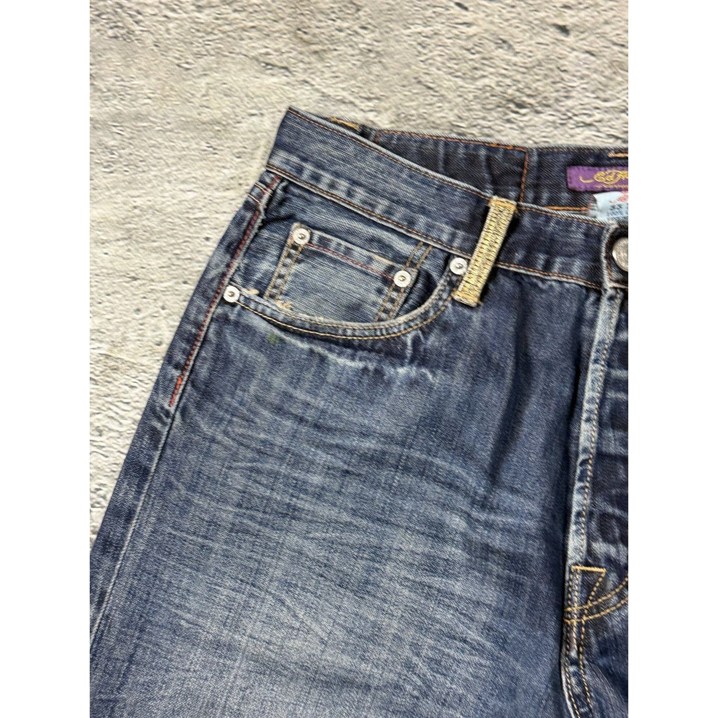Ed Hardy vintage jeans skull embroidered big logo pants