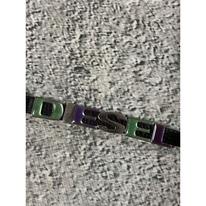 Diesel leather belt multicolour moving letters Y2K black