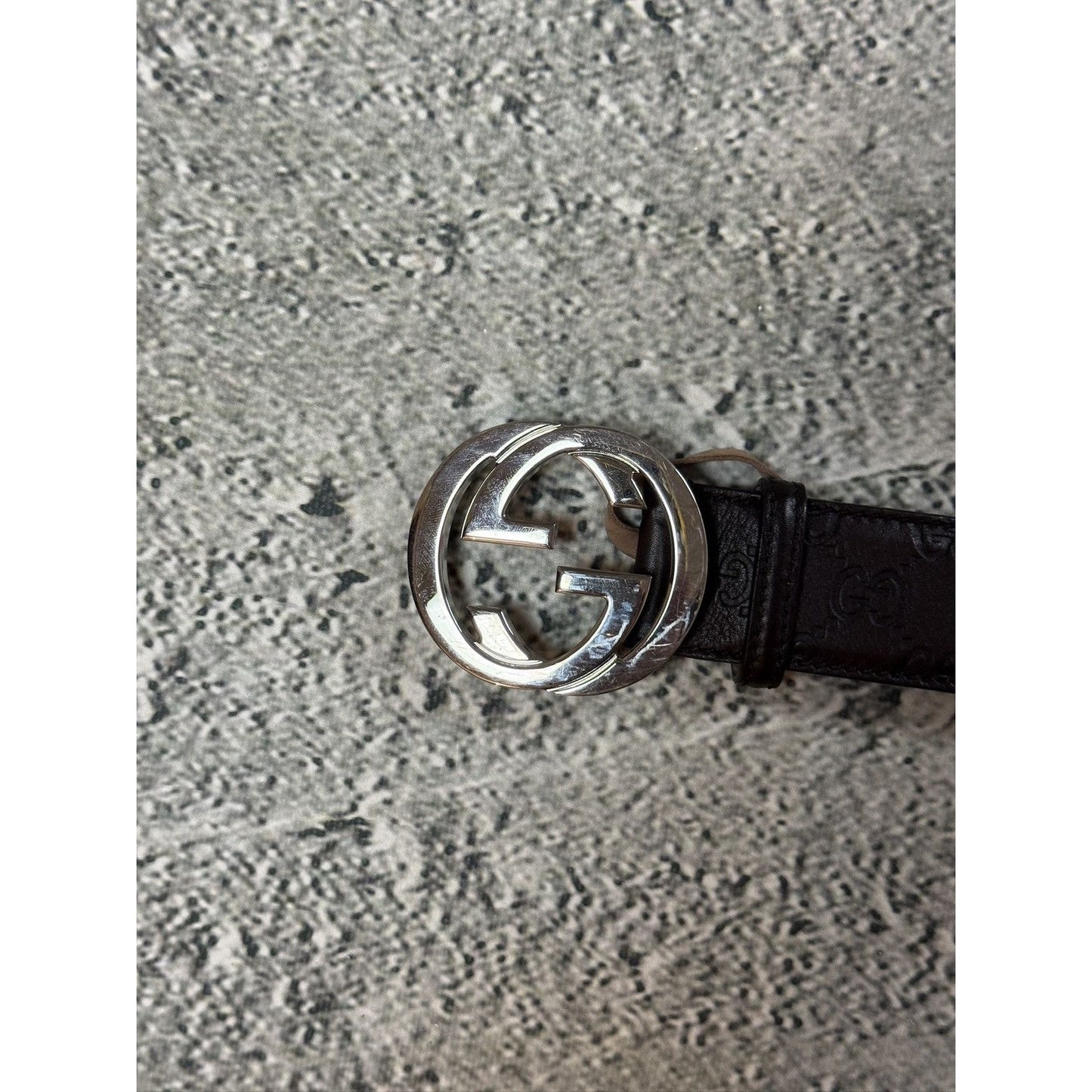 Gucci belt big buckle double G brown silver monogram