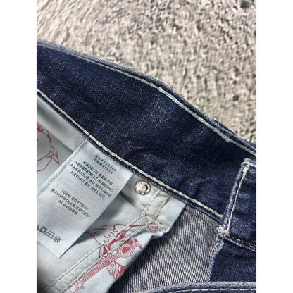 True Religion navy blue jeans white stitching Y2K