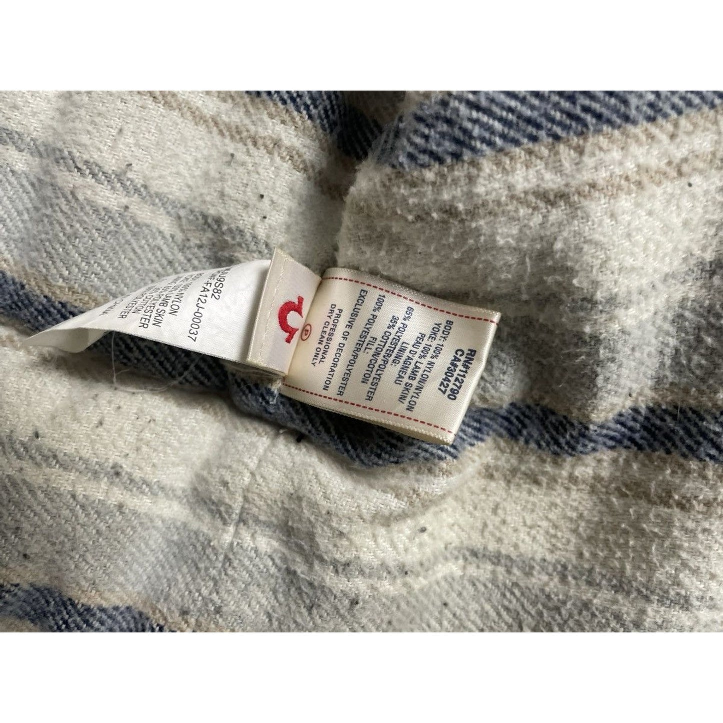 True Religion puffer jacket black leather patch