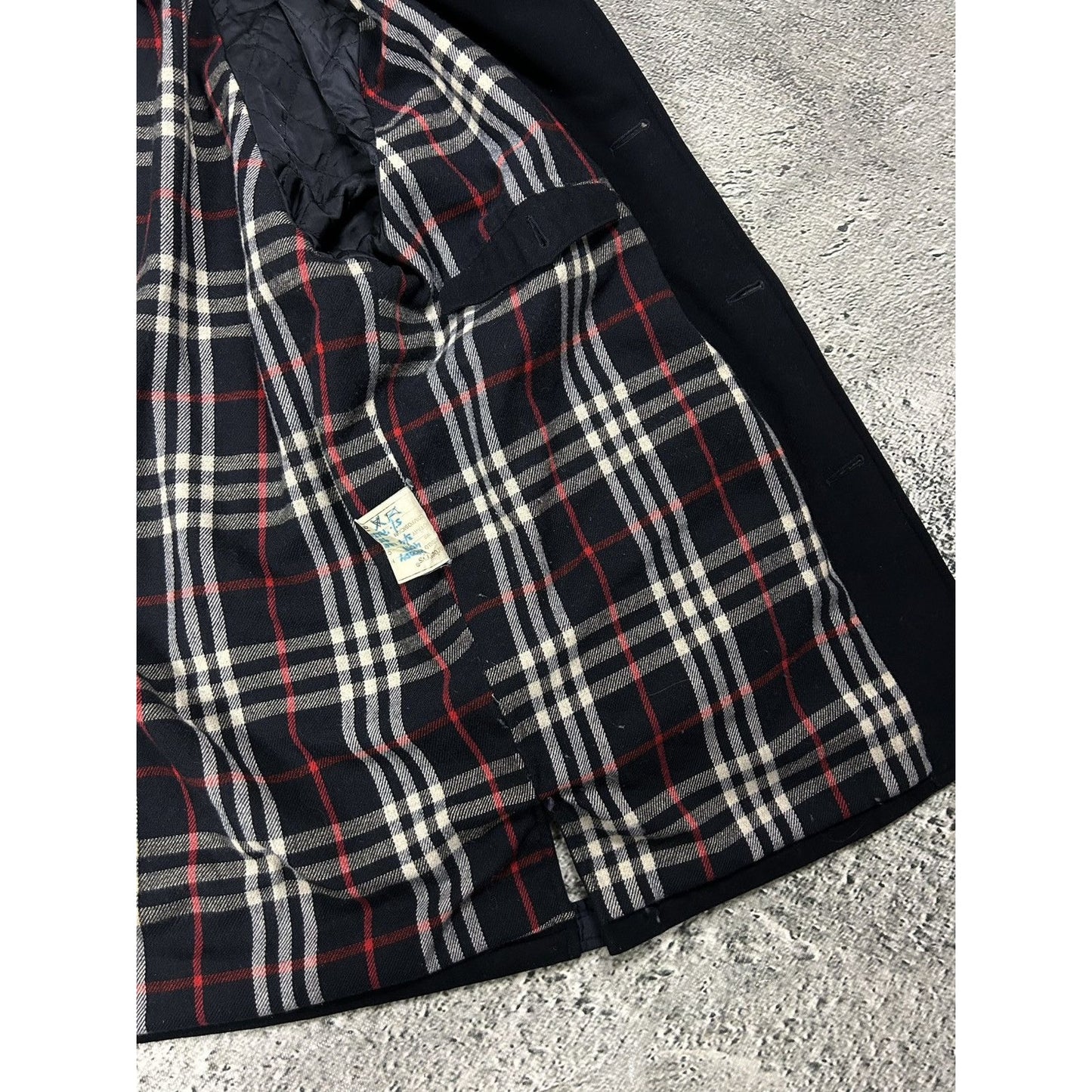 Burberrys coat navy vintage nova check Burberry wool