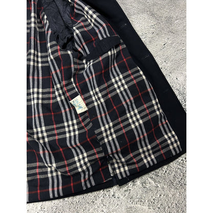 Burberrys coat navy vintage nova check Burberry wool