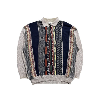 Gardeur vintage sweater Coogi style cable knit multicolor