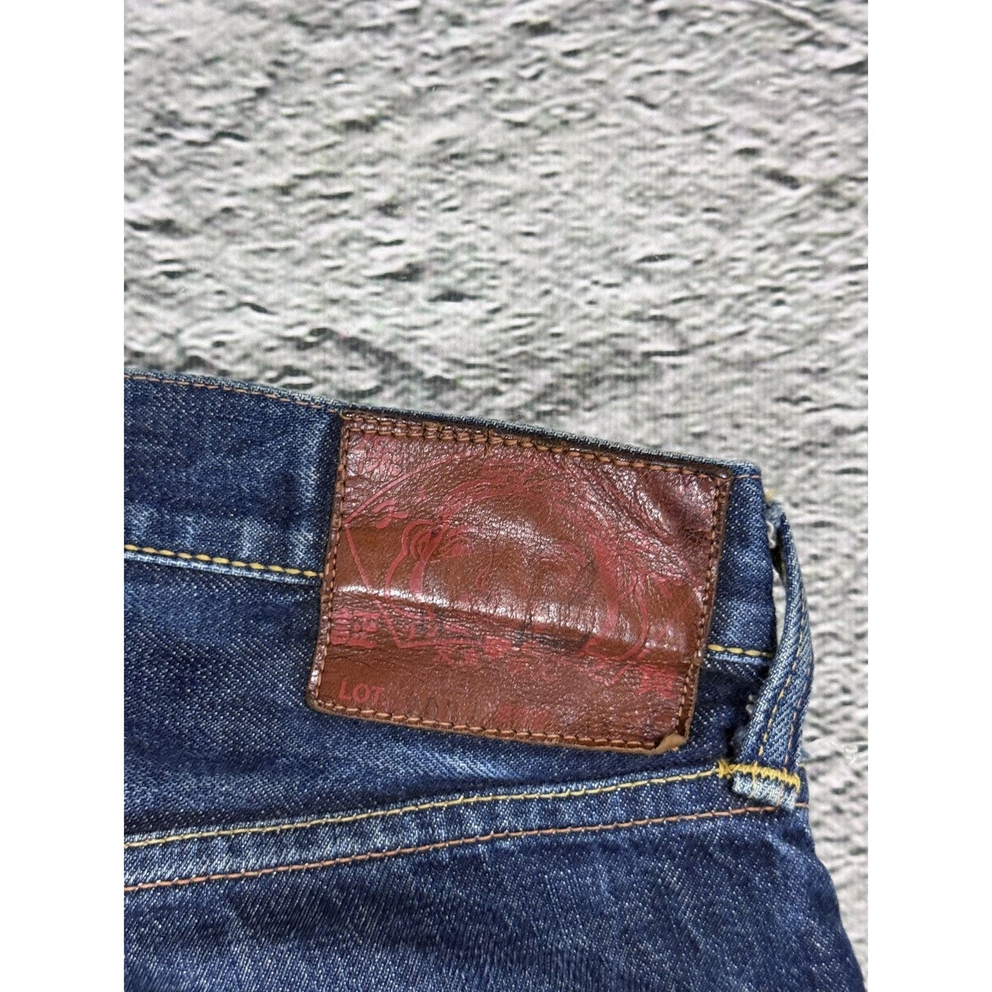 Evisu jeans white daicock big logo blue selvedge denim