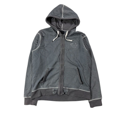 True Religion zip hoodie gray vintage contrast stitching Y2K