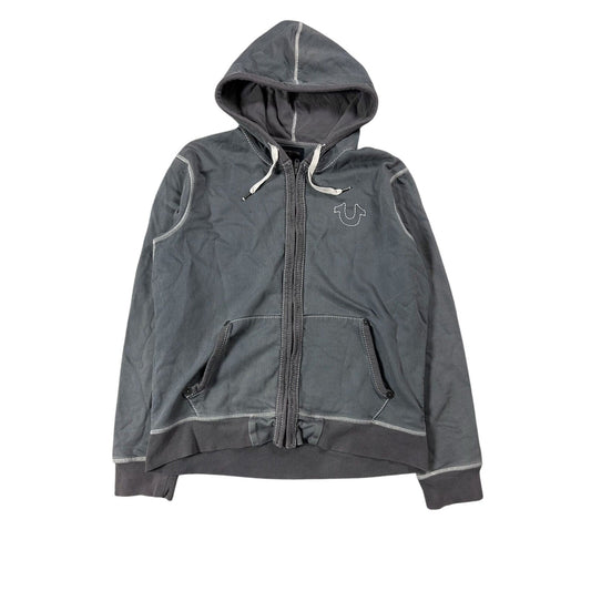 True Religion zip hoodie gray vintage contrast stitching Y2K