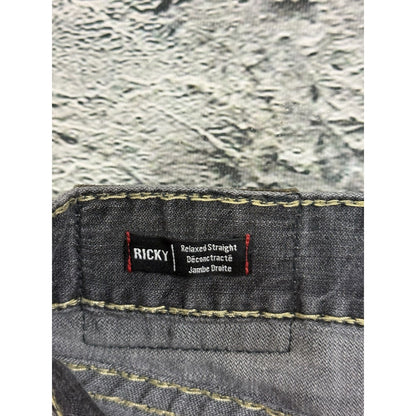 True Religion vintage grey jeans fat white stitching Ricky