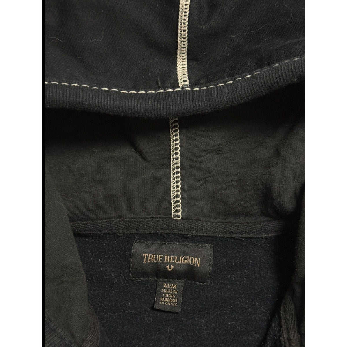 True Religion vintage black zip hoodie white big logo