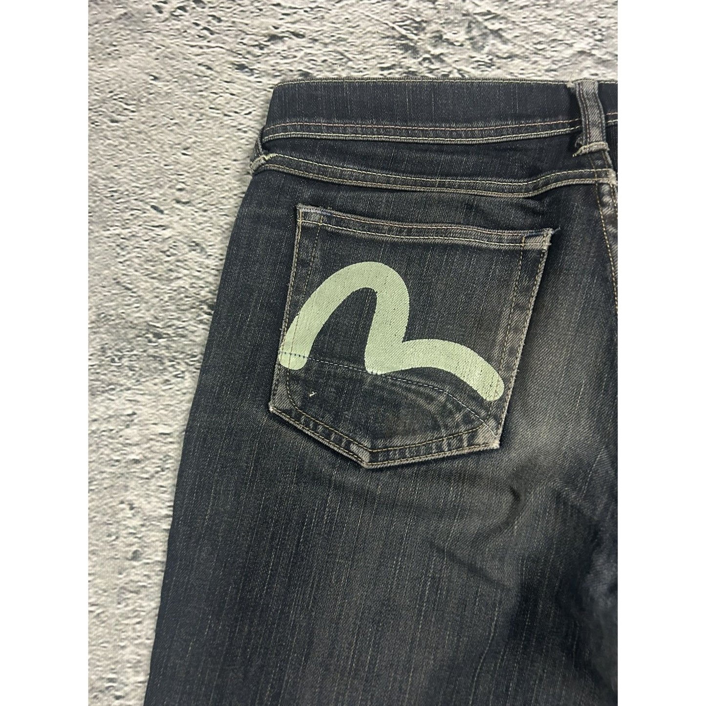 Evisu x Puma jeans vintage grey bootcut mint seagulls