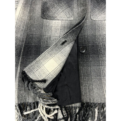 Alexander Wang coat plaid wool grey with fringes