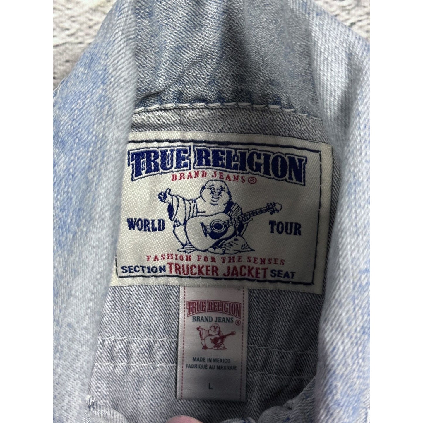 True Religion denim jacket trucker washed White stitching