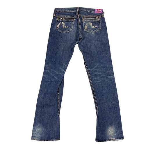 Evisu Donna jeans bootcut zip pockets white vintage