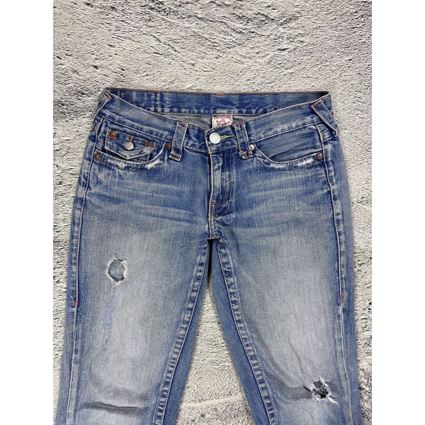 True Religion blue jeans Buddha Embroidery Joey flared