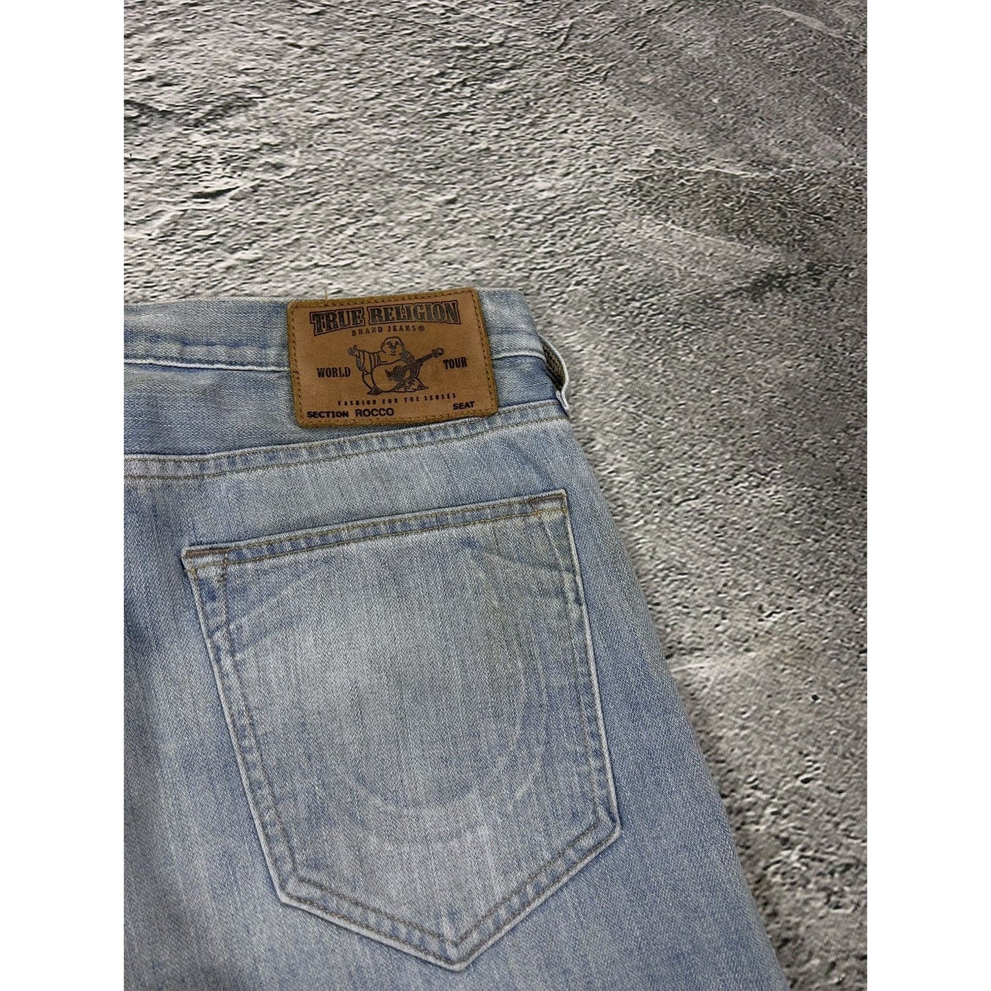 True Religion Rocco jeans vintage denim pants slim baby blue