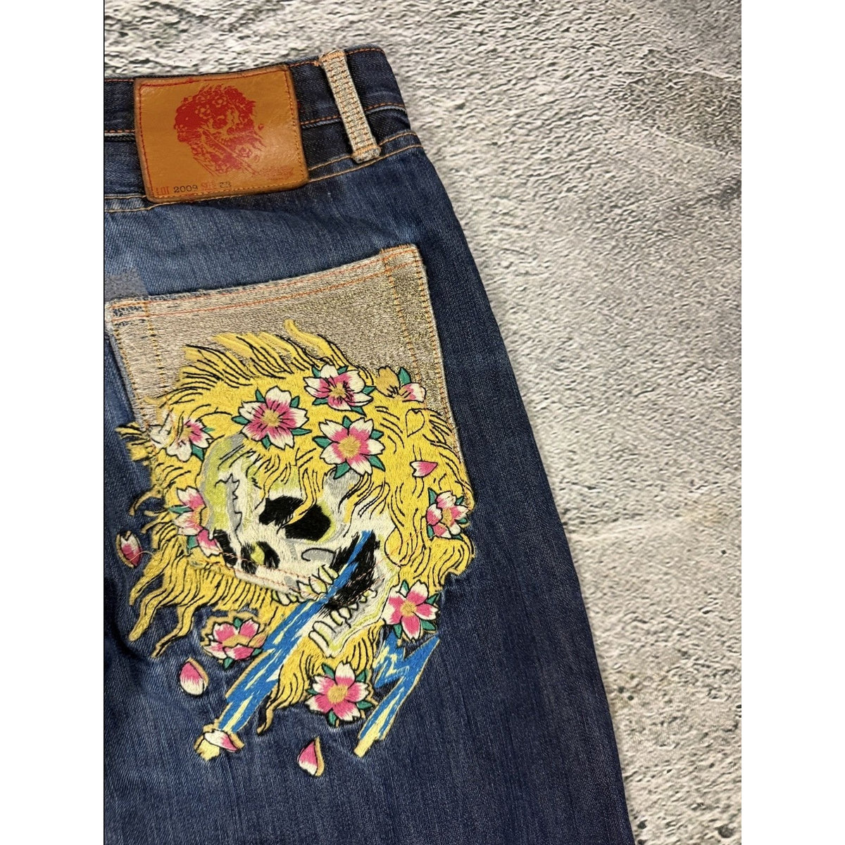 Ed Hardy vintage jeans skull embroidered big logo pants